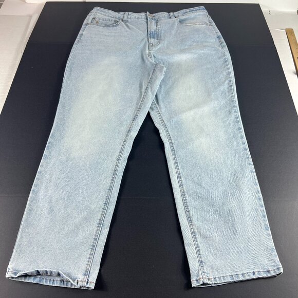 Frye Jeans Women 37x28* High Rise Cropped Light Blue Faded Stretch Denim Tag 16 - Picture 1 of 16